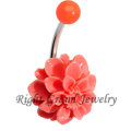 316L Steel Bar Resin Orange 16G Belly Button Rings